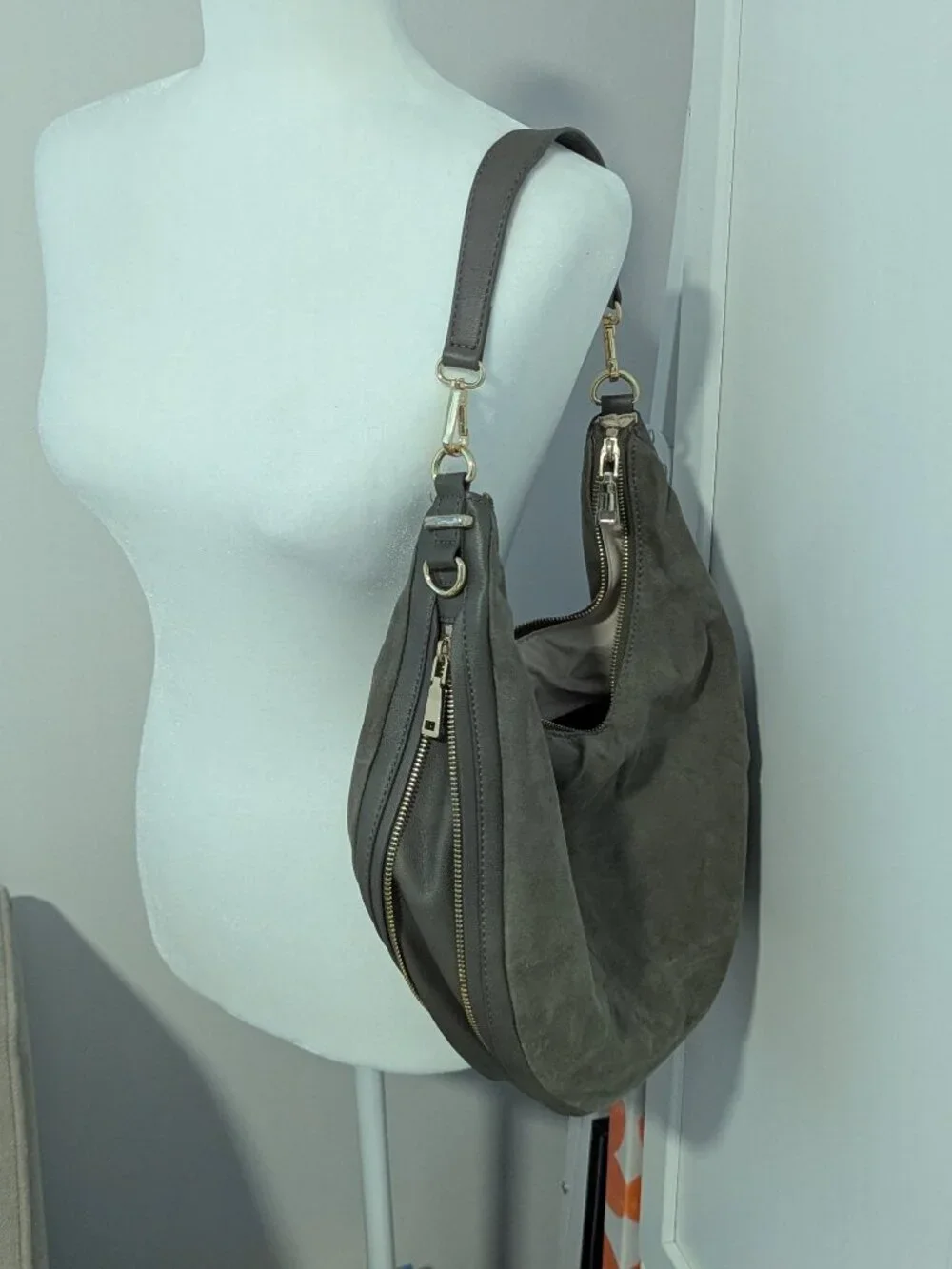 INC Green Faux Suede Hobo Handbag!